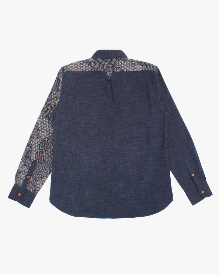 Kiriko Original Button-Up Shirt, Long Sleeve, Indigo Split Small Multi