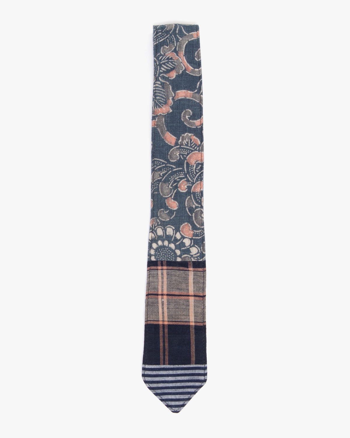 Kiriko Original Tie, Boro, Vintage Indigo Floral and Stripes