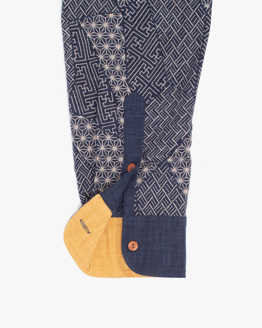 Kiriko Original Button-Up Shirt, Long Sleeve, Indigo Split Small Multi