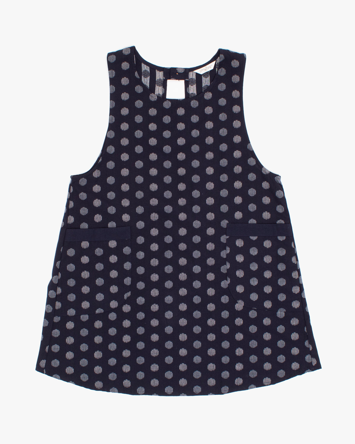 ToK Japanese Apron, Indigo Pockets, Indigo with Large White Dots