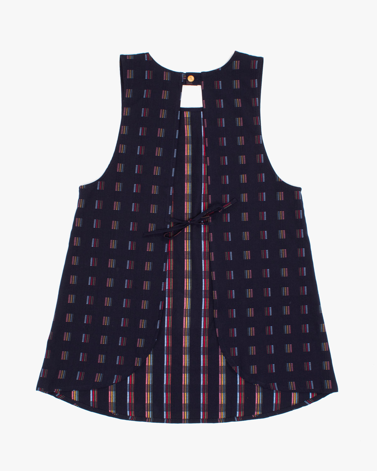 ToK Japanese Apron, Indigo Pockets, Indigo with Multi Color Squares