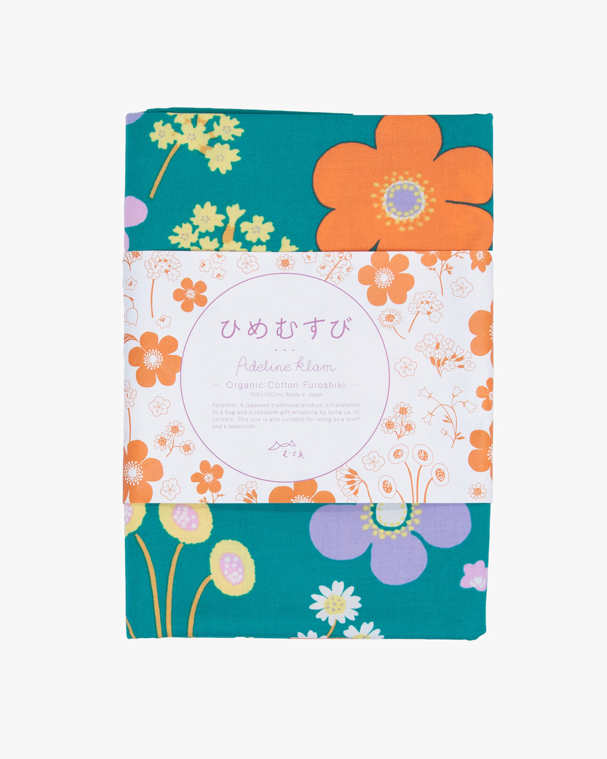 Modern Furoshiki, Musubi, Organic Cotton, Flower Garden by Adeline 39.5" x 39.5"