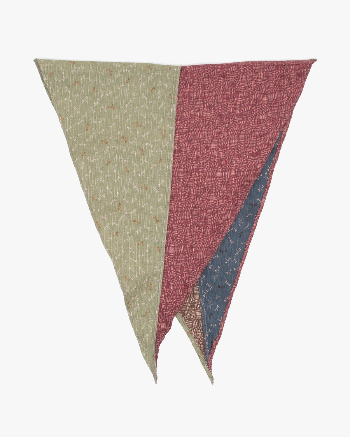Kiriko Original Split Neckerchief, Red Same Komon and Green Tonbo