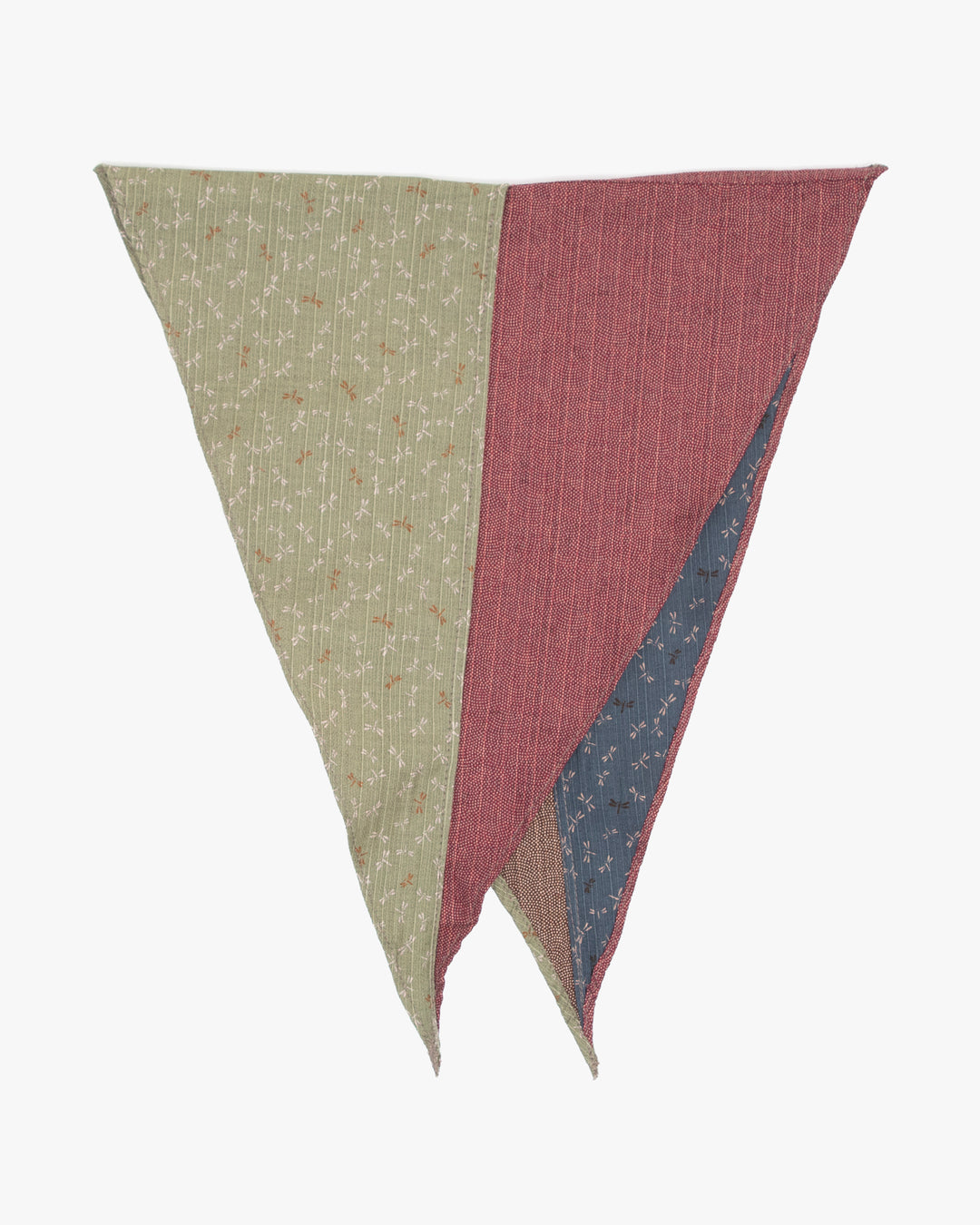 Kiriko Original Split Neckerchief, Red Same Komon and Green Tonbo