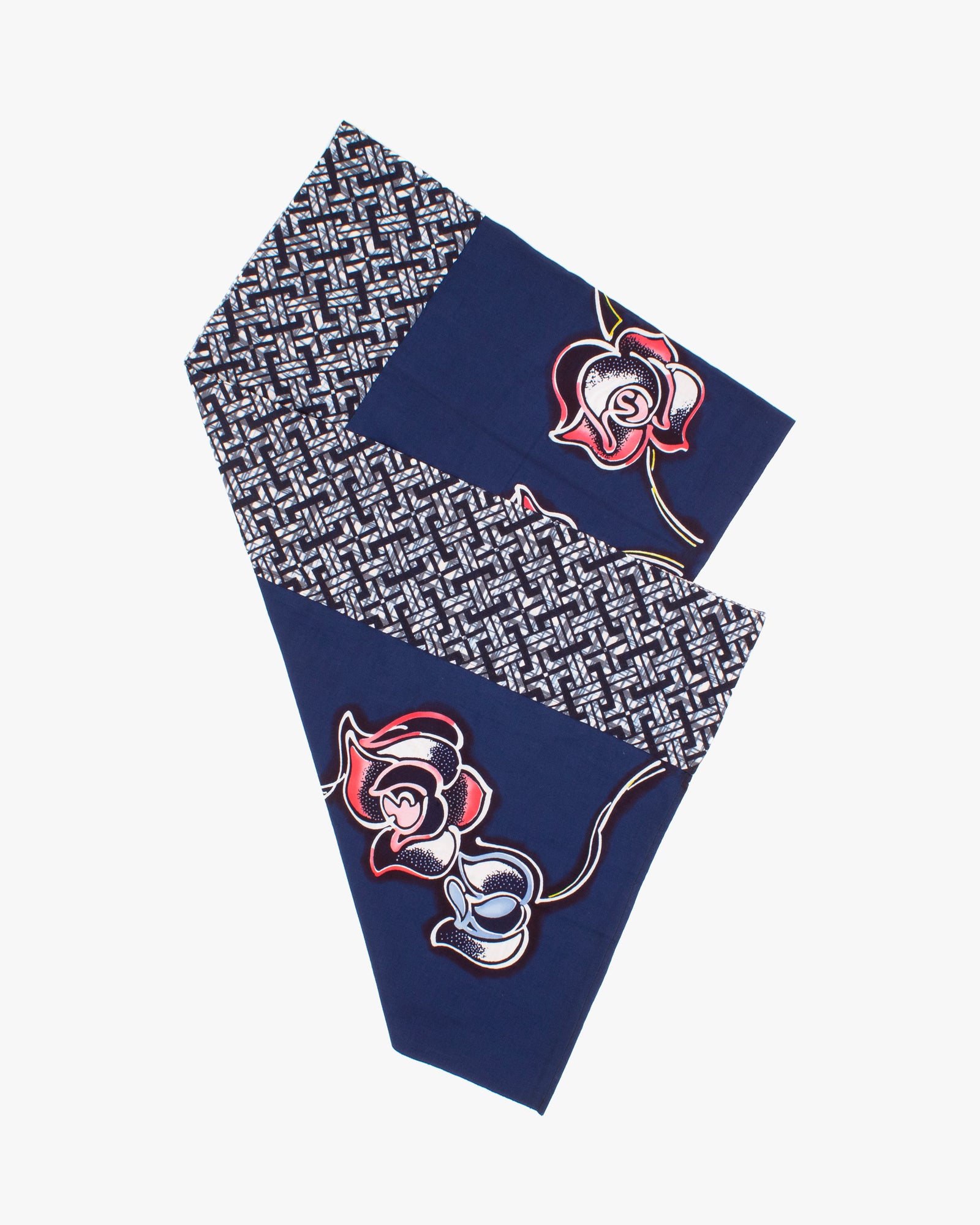 Kiriko Original Scarf, Split Yukata, Wide, Pink and Blue Roses