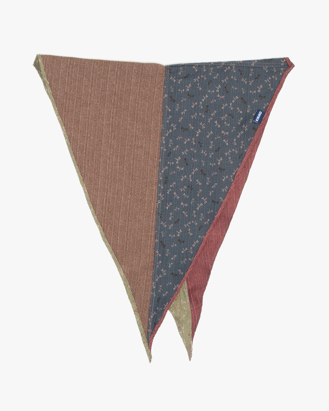 Kiriko Original Split Neckerchief, Red Same Komon and Green Tonbo