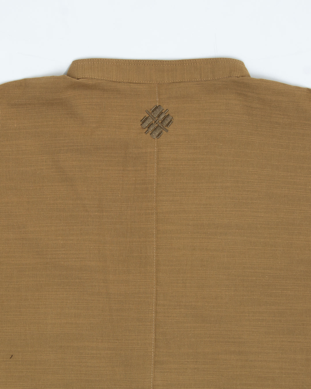 Wa-Modern, Long Sleeve Button Up Tunic, Embroidered, Khaki