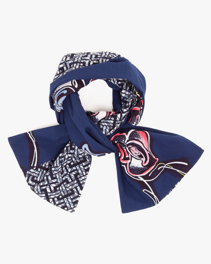 Kiriko Original Scarf, Split Yukata, Wide, Pink and Blue Roses