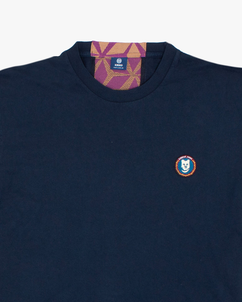 Kiriko Original Tee, 8 oz Cotton, Navy with Jacquard Asanoha