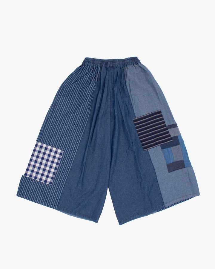 Kiriko Custom Wide Leg Pants, Washed Indigo Patched, Ver 3