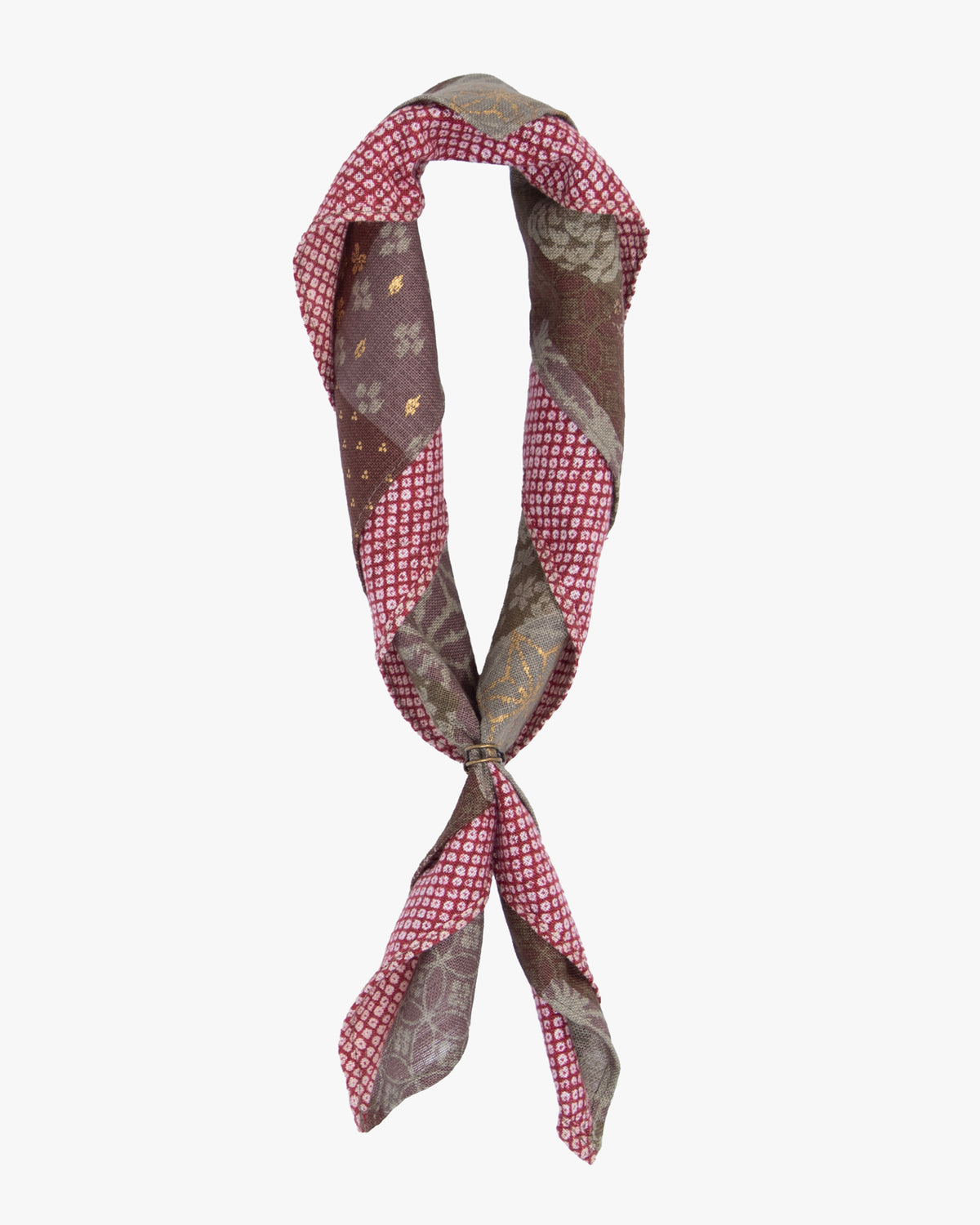 Kiriko Original Bandana, Split, Azuki and Gold and Red Shibori