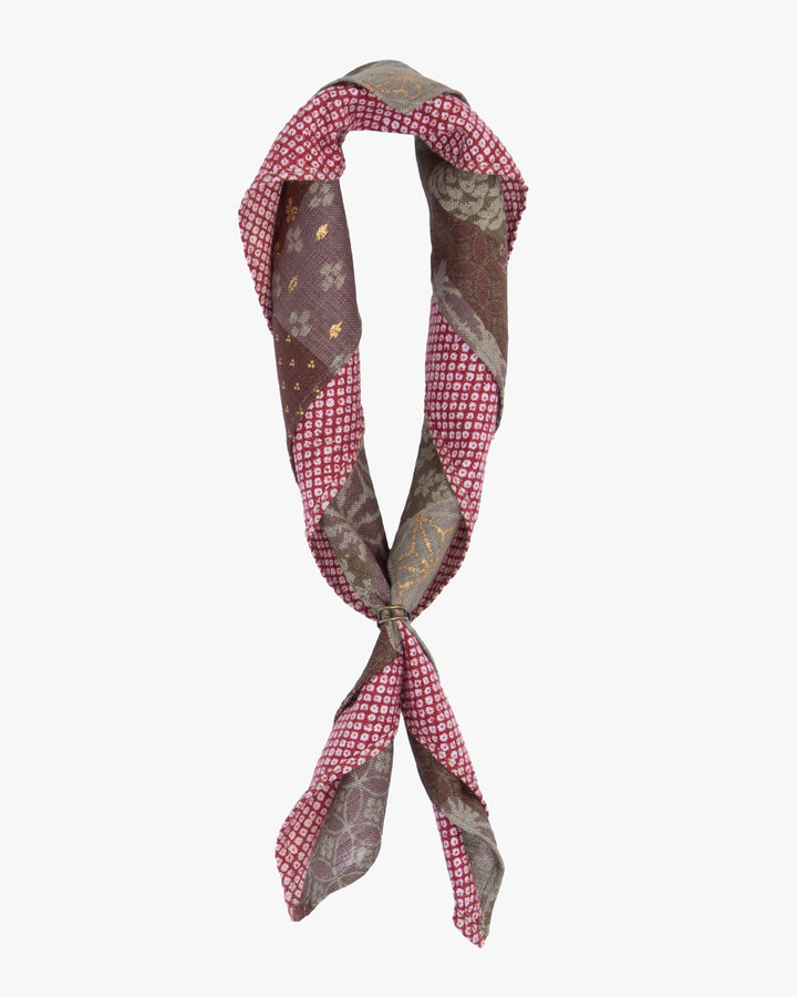 Kiriko Original Bandana, Split, Azuki and Gold and Red Shibori