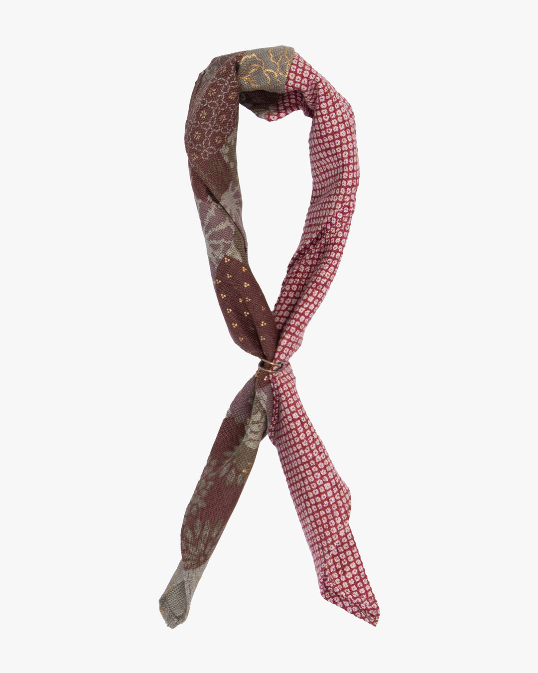 Kiriko Original Bandana, Split, Azuki and Gold and Red Shibori