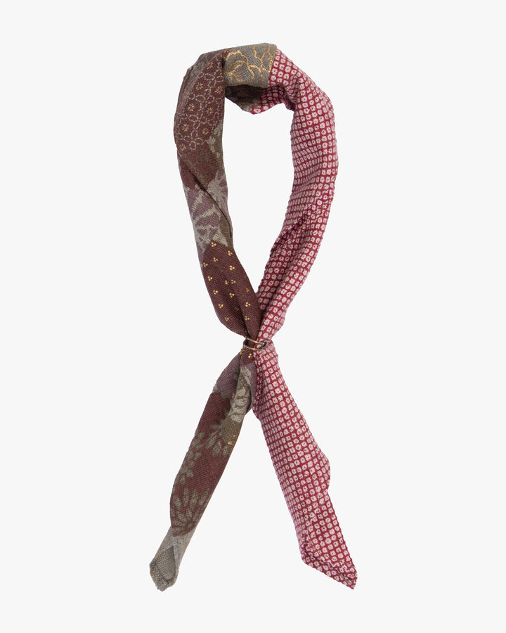 Kiriko Original Bandana, Split, Azuki and Gold and Red Shibori
