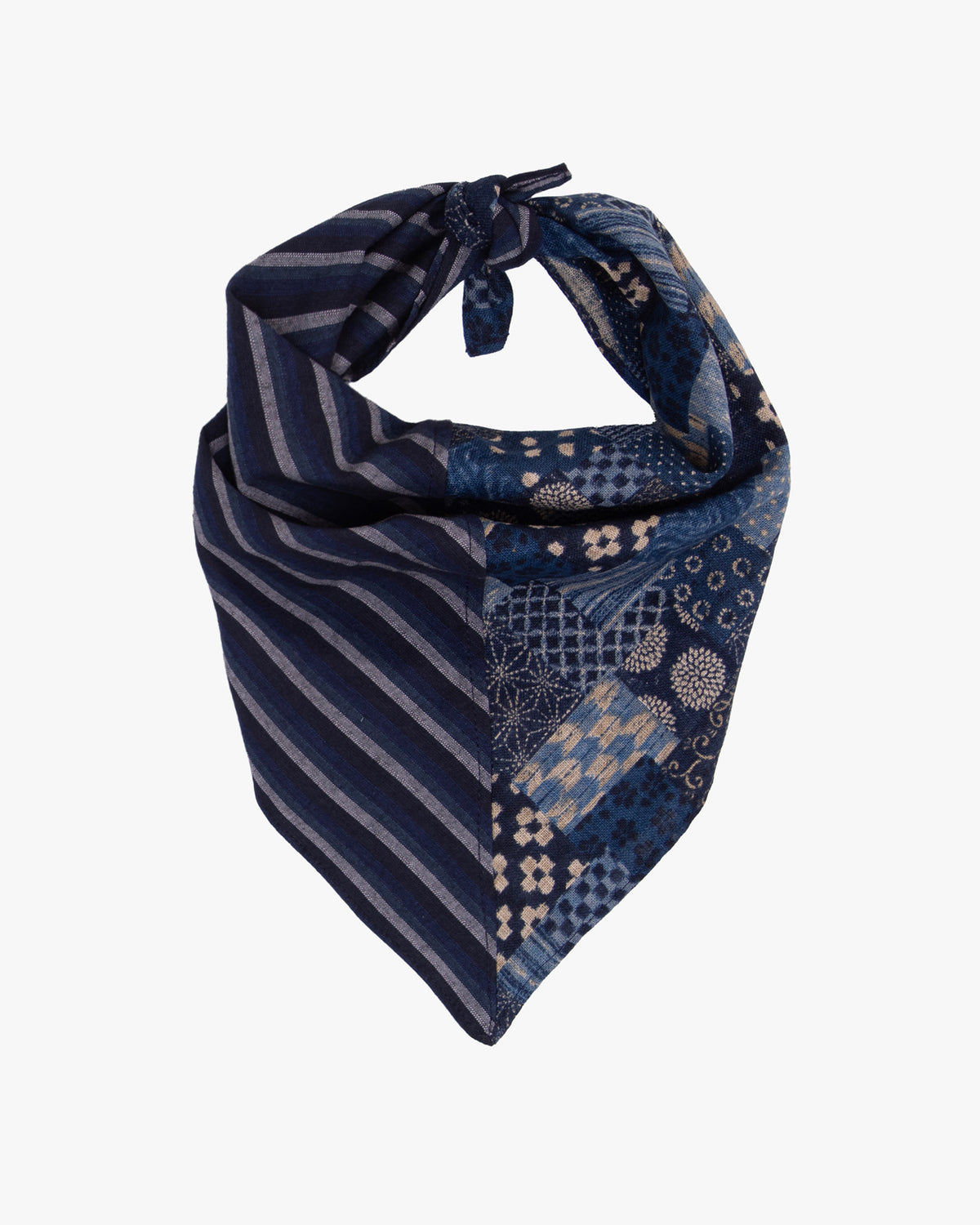 Kiriko Original Bandana, Split, Indigo Patchwork