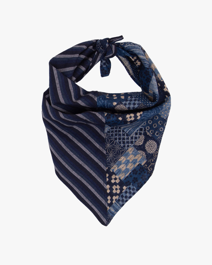 Kiriko Original Bandana, Split, Indigo Patchwork