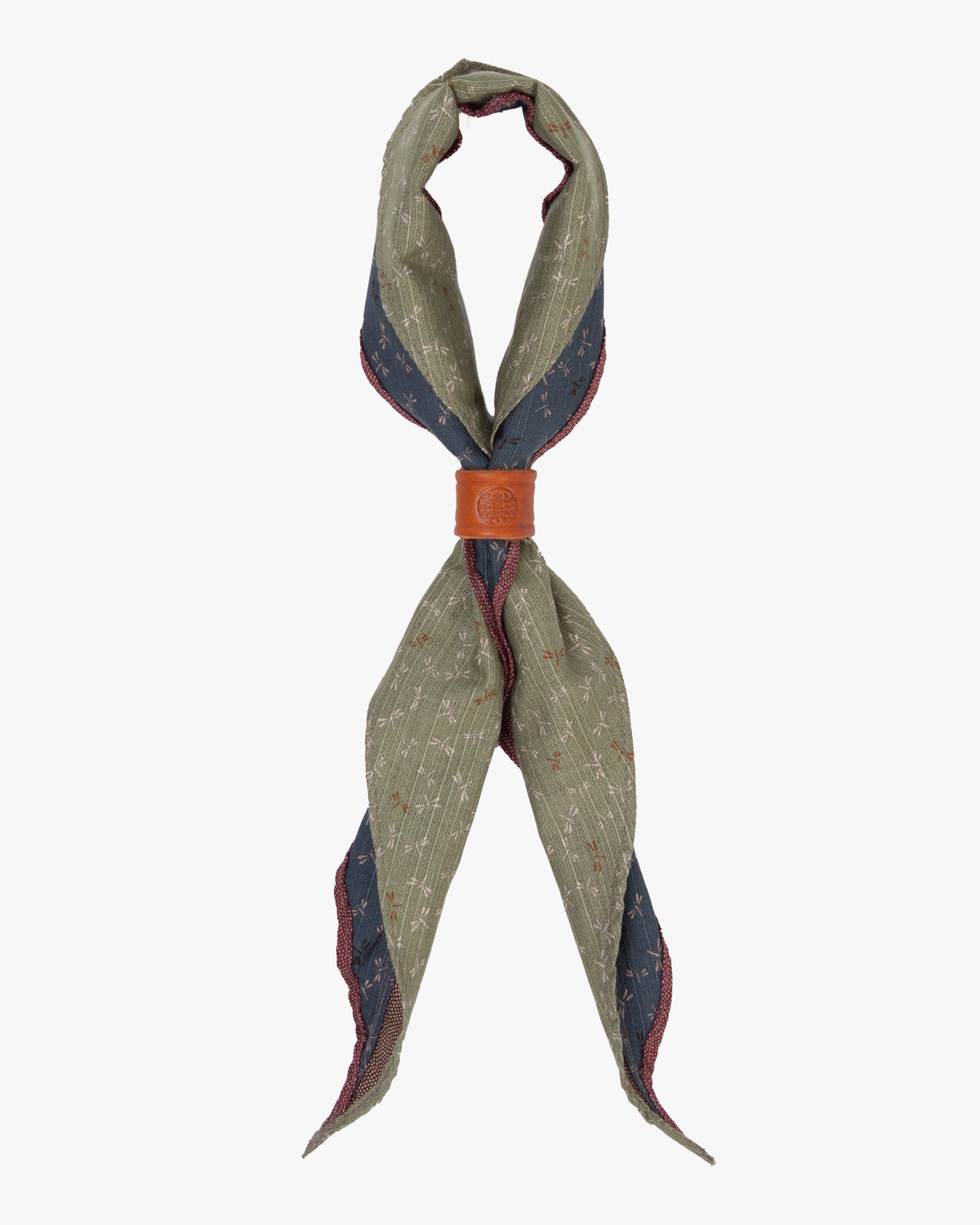 Kiriko Original Split Neckerchief, Red Same Komon and Green Tonbo
