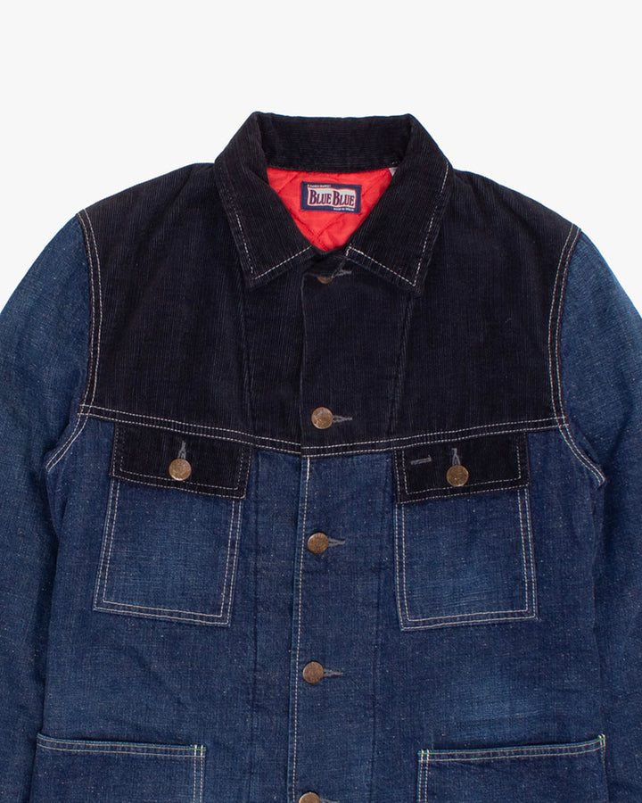 Japanese Repro Jacket, Blue Blue, Size 2, Black Cord Dark Wash Denim Mix