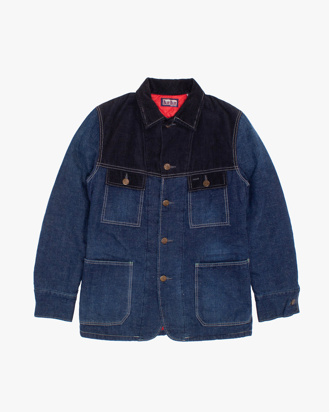 Japanese Repro Jacket, Blue Blue, Size 2, Black Cord Dark Wash Denim Mix