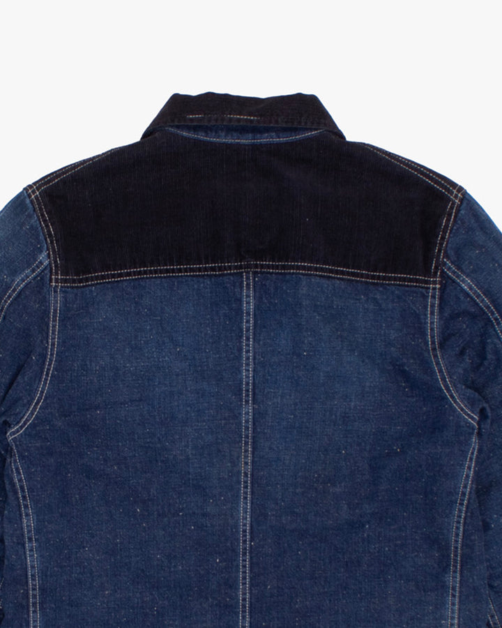 Japanese Repro Jacket, Blue Blue, Size 2, Black Cord Dark Wash Denim Mix