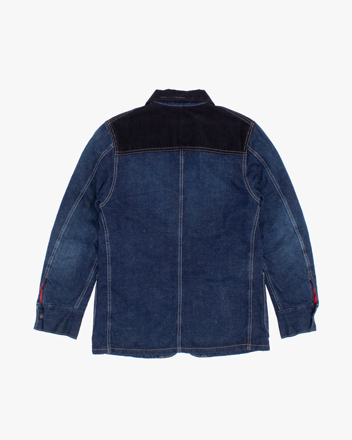 Japanese Repro Jacket, Blue Blue, Size 2, Black Cord Dark Wash Denim Mix
