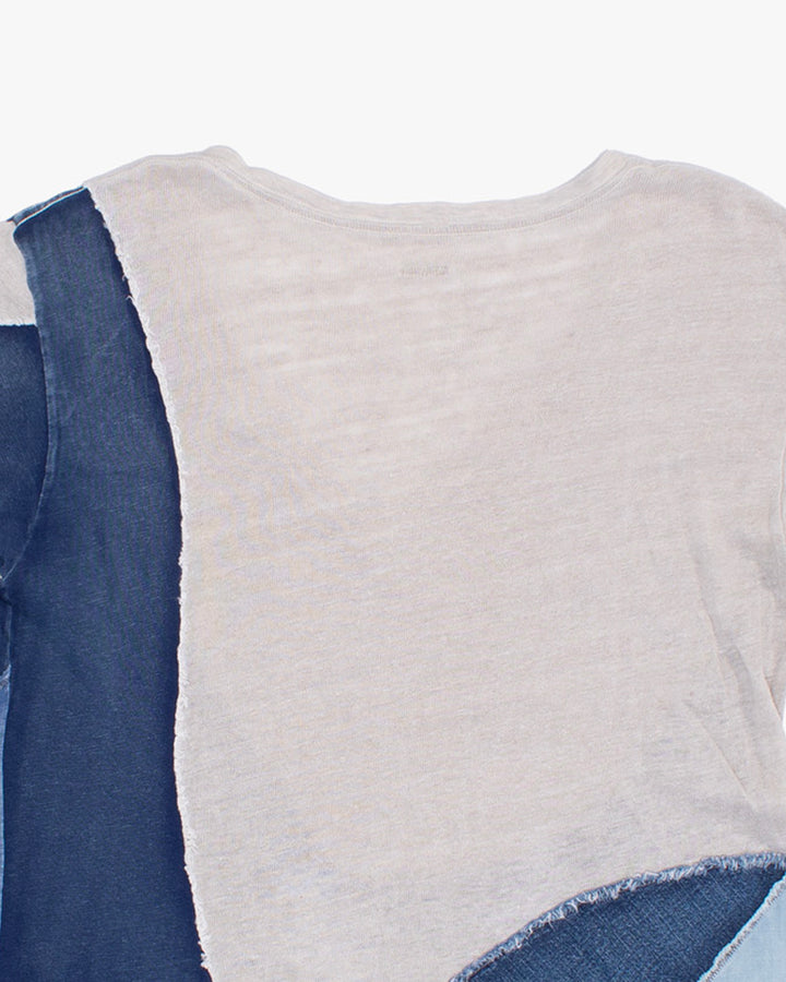 Japanese Repro Short Sleeve Shirt, Kapital, L, White with Blue Patch