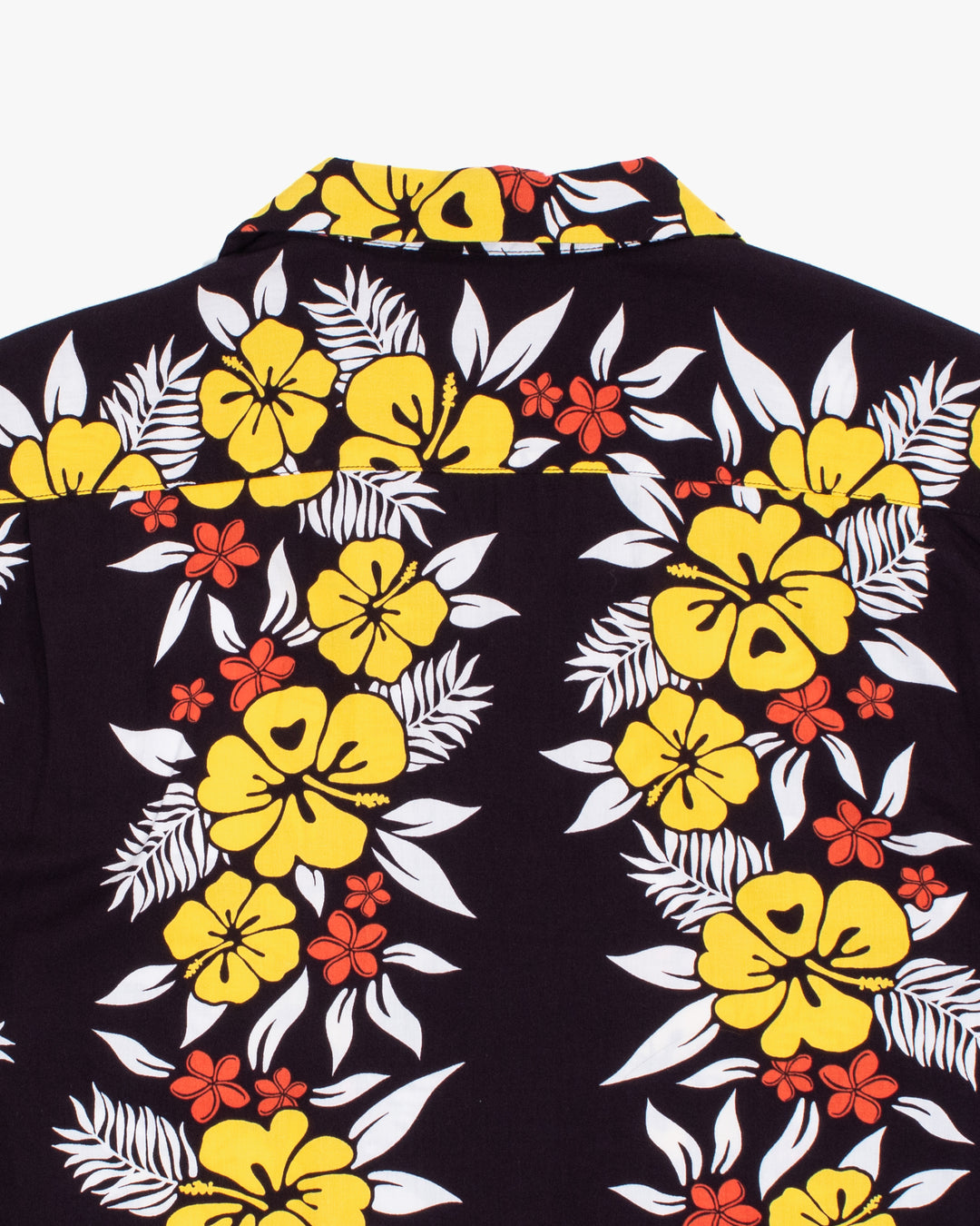 Japanese Repro Shirt, Short Sleeve Aloha Shirt, M, Edwin, Yellow Hibiscus Flowers on Black