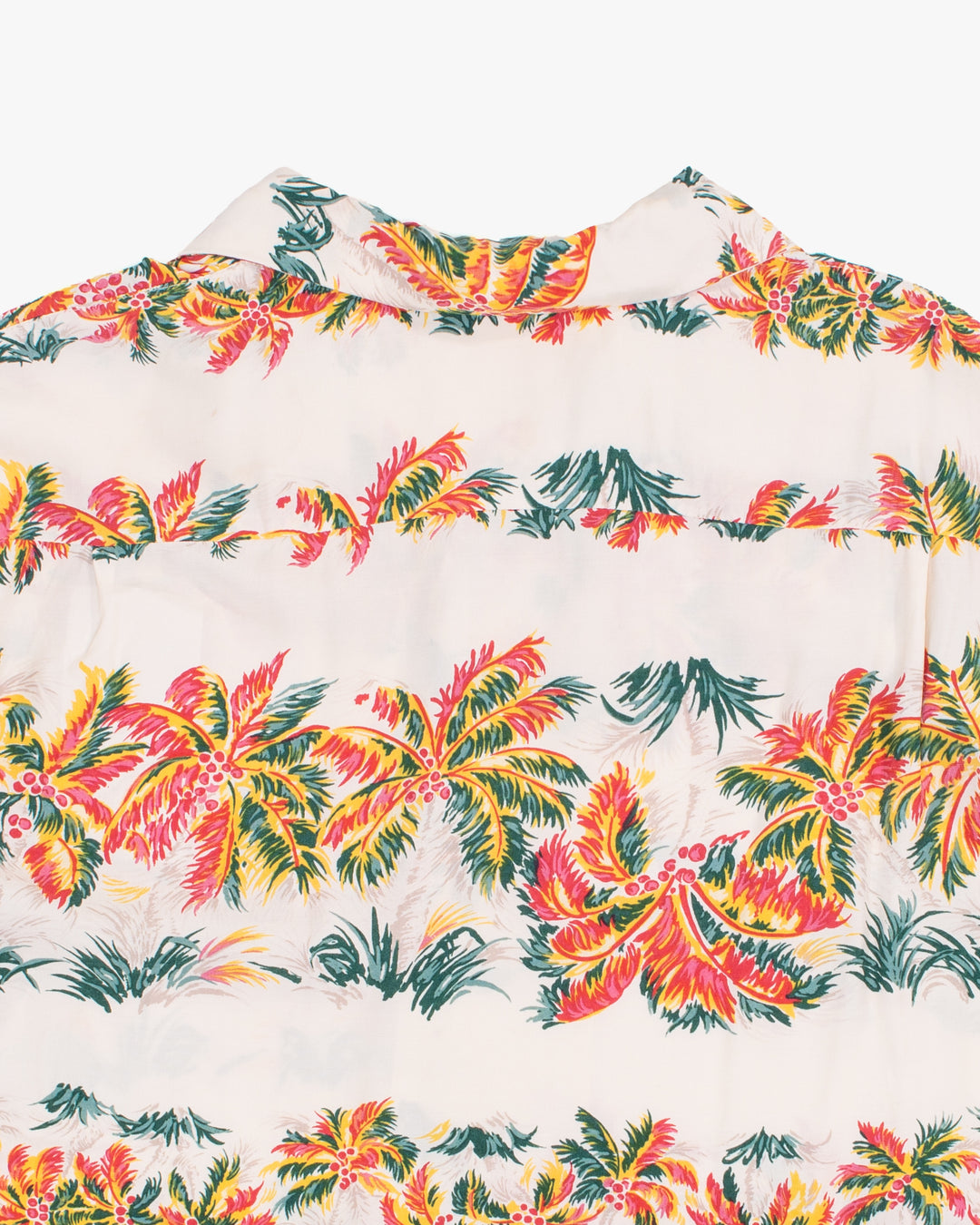 Japanese Repro Shirt, Short Sleeve Aloha Shirt, M, Edwin, Multicolor Palm Trees on Cream