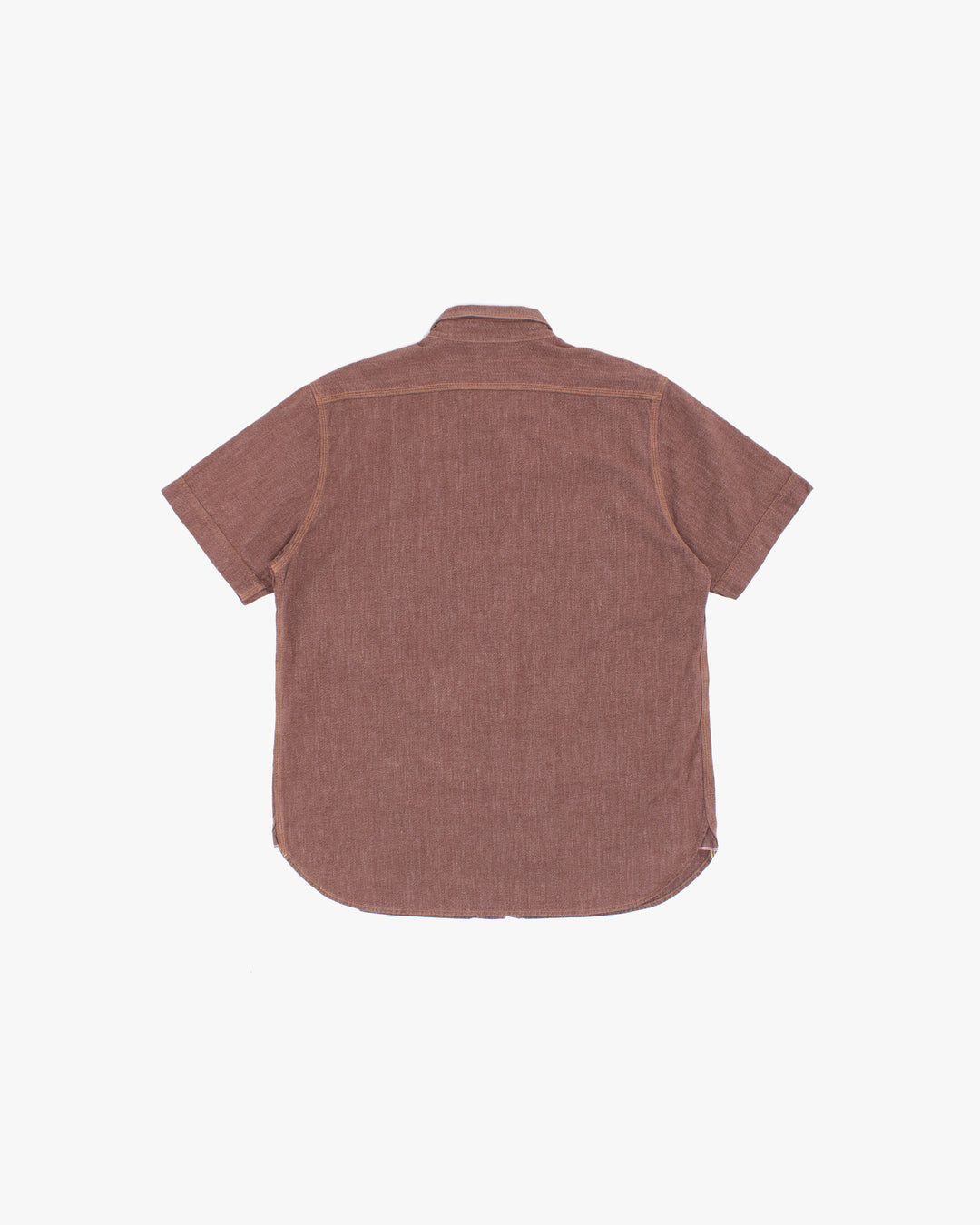 Japanese Repro Short-Sleeve Shirt, XL, Jelado, Brown with Orange and Red Stitching Details