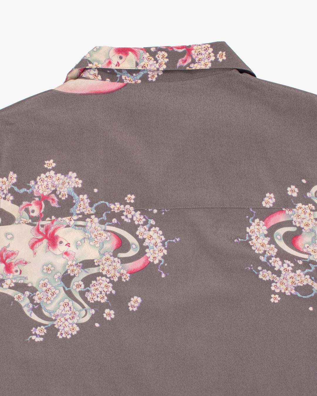 Japanese Repro Shirt, Short Sleeve Aloha Shirt, M, Chikiriya, Goldfish on Grey