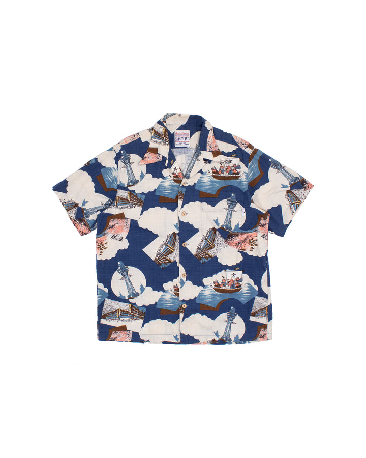 Japanese Repro Shirt, Short Sleeve Aloha Shirt, M, Studio D&
