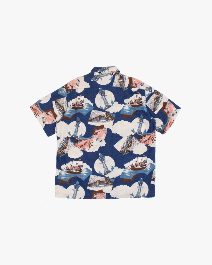 Japanese Repro Shirt, Short Sleeve Aloha Shirt, M, Studio D&