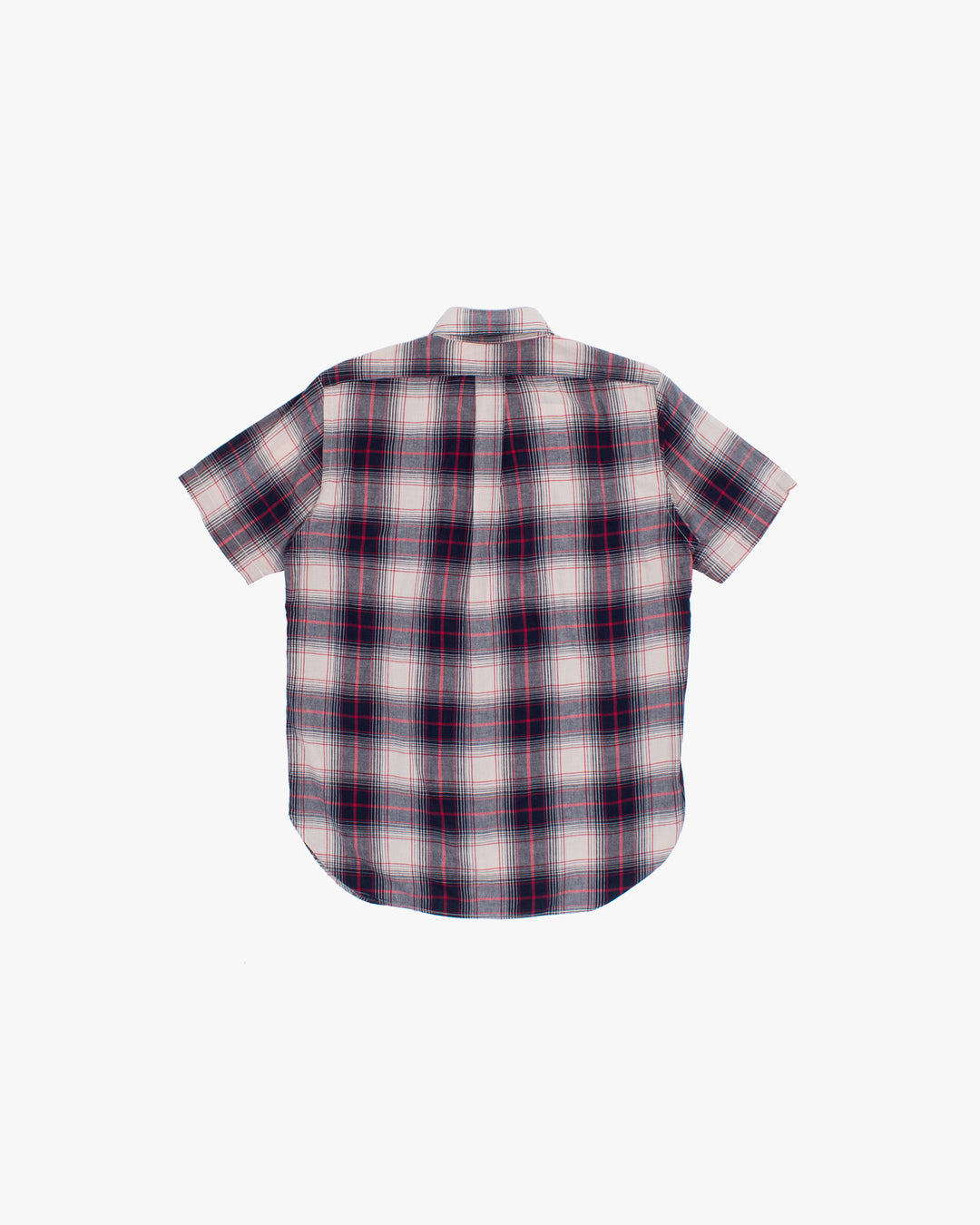 Japanese Repro Short-Sleeve Shirt, M, Warehouse &amp; Co, Red and Navy Plaid