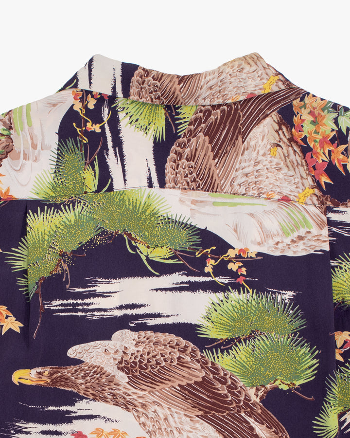 Japanese Repro Long-Sleeve Shirt, L, Toyo Enterprises, Eagle with Branches and Autumn Leaves
