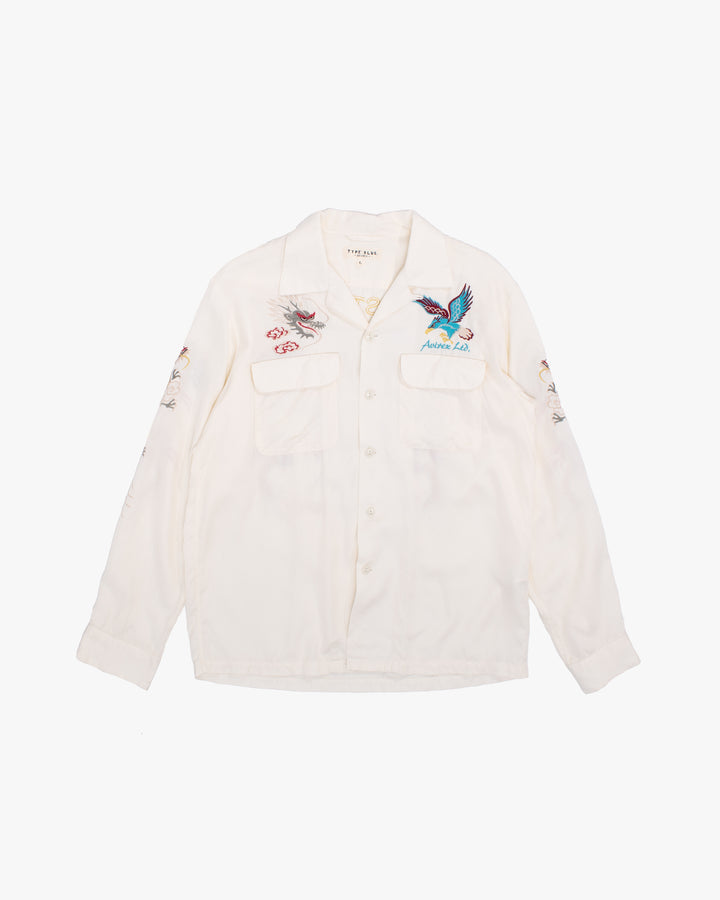 Japanese Repro Long-Sleeve Shirt, L, Avirex, Dragon and Hawk on Ivory