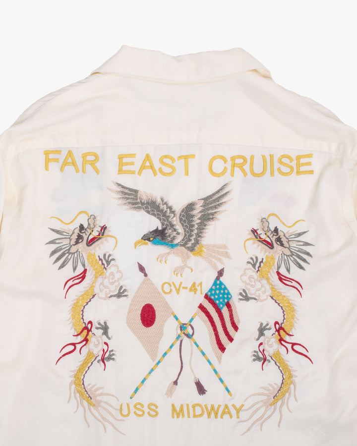 Japanese Repro Long-Sleeve Shirt, L, Avirex, Dragon and Hawk on Ivory