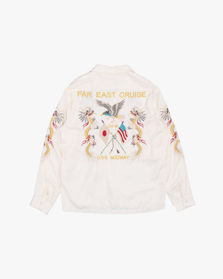 Japanese Repro Long-Sleeve Shirt, L, Avirex, Dragon and Hawk on Ivory