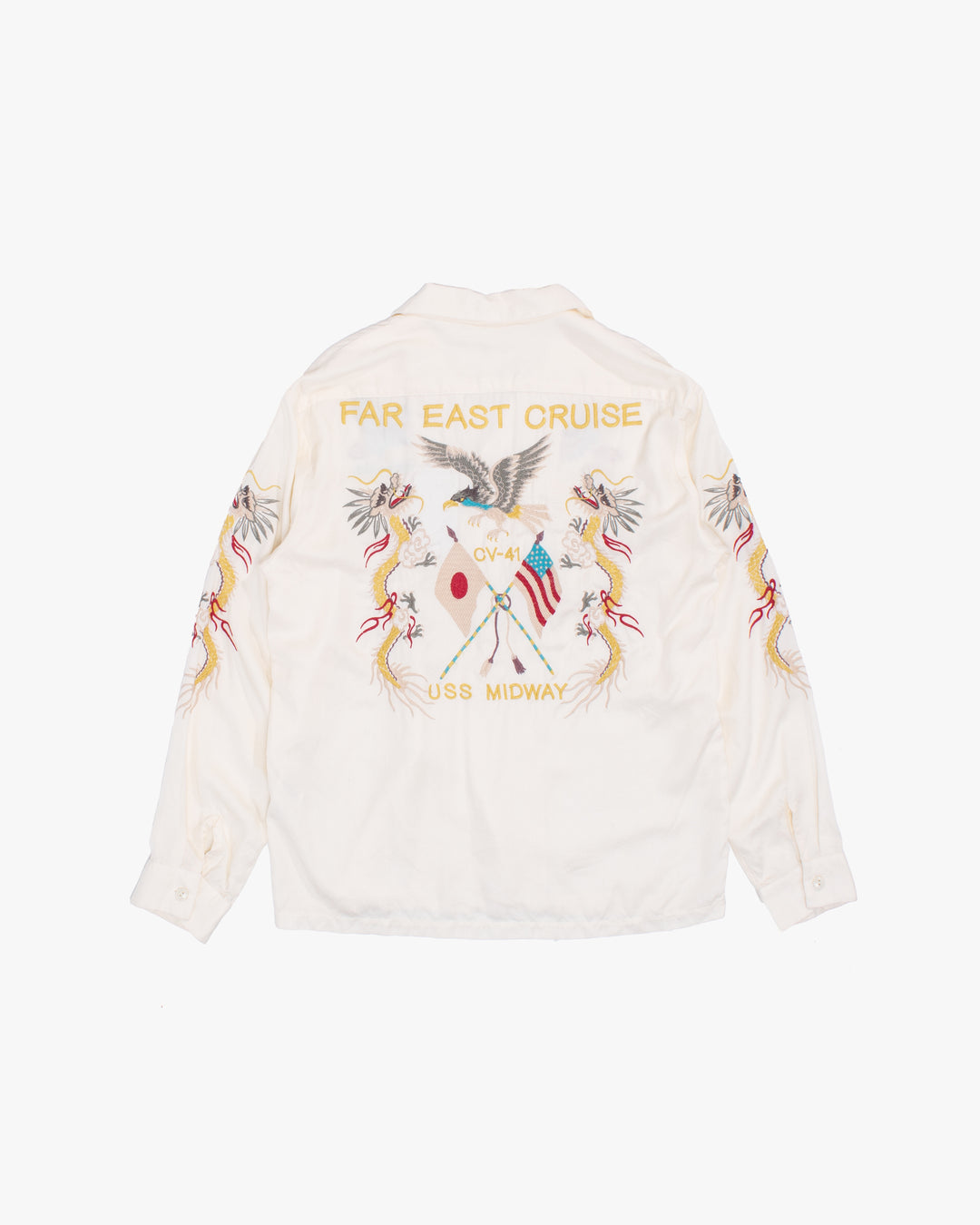 Japanese Repro Long-Sleeve Shirt, L, Avirex, Dragon and Hawk on Ivory