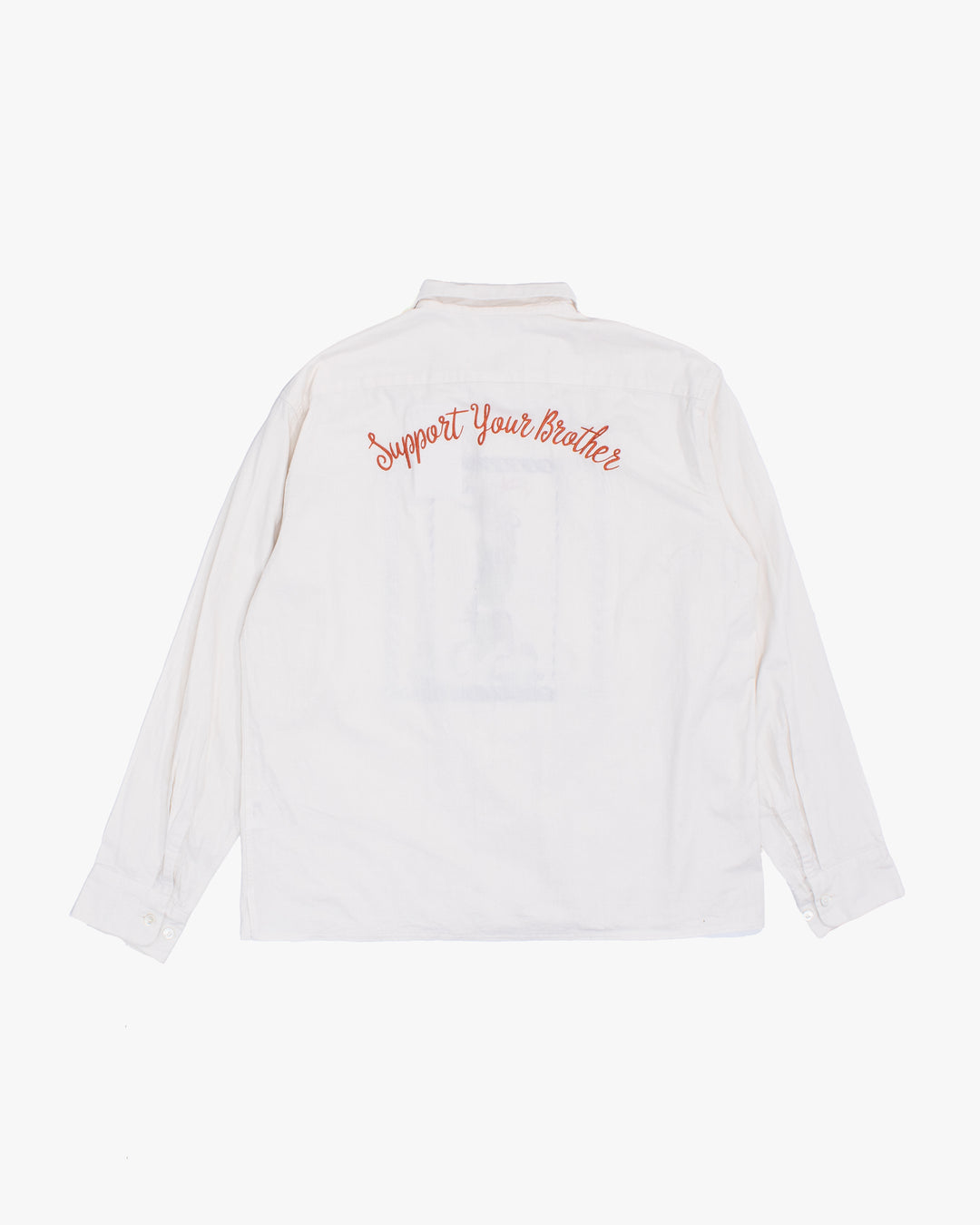 Japanese Repro Long-Sleeve Shirt, L, Calee, Green and Blue Dragon on Off-White
