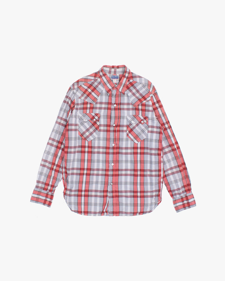 Japanese Repro Long-Sleeve Shirt, M, Real Mccoy, Orange and Grey Plaid