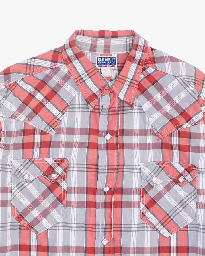 Japanese Repro Long-Sleeve Shirt, M, Real Mccoy, Orange and Grey Plaid