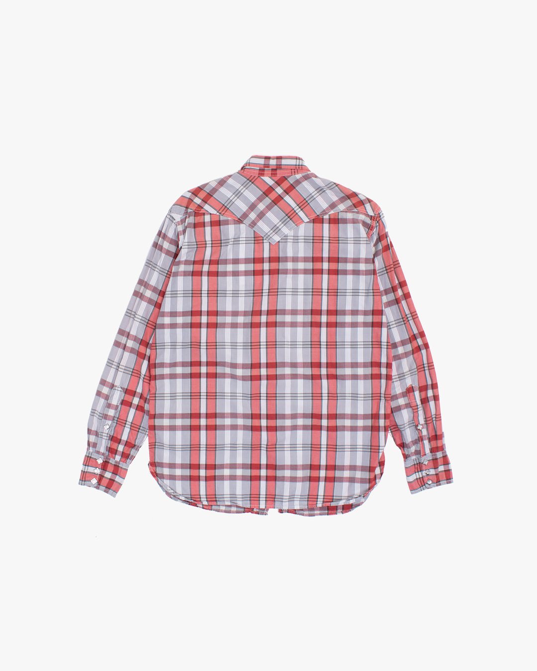 Japanese Repro Long-Sleeve Shirt, M, Real Mccoy, Orange and Grey Plaid