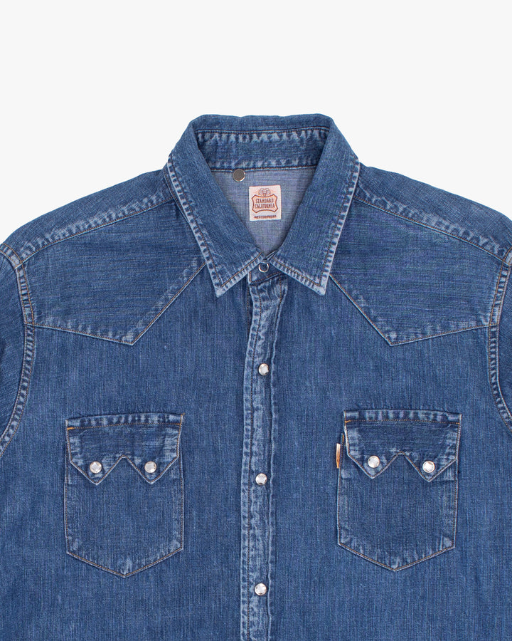 Japanese Repro Long-Sleeve Shirt, L, Standard California, Blue Denim