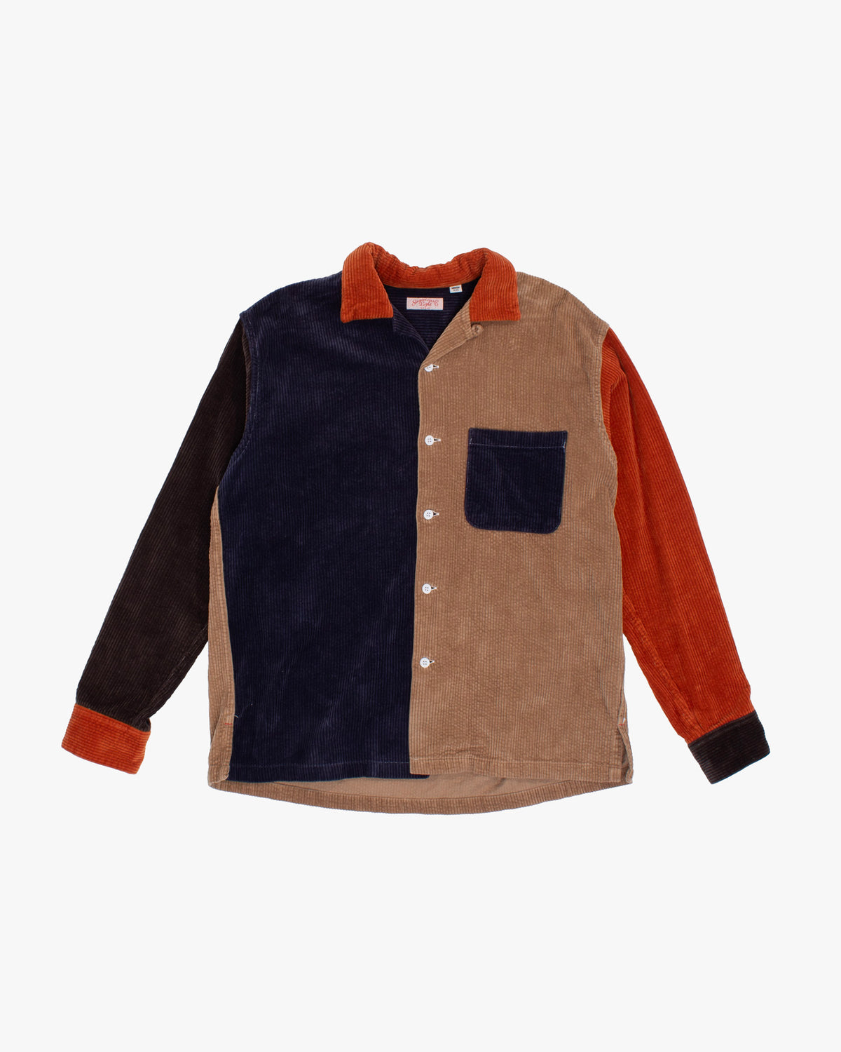Japanese Repro Long-Sleeve Shirt, M, SugarCane Co., Orange, Sand, and Plum