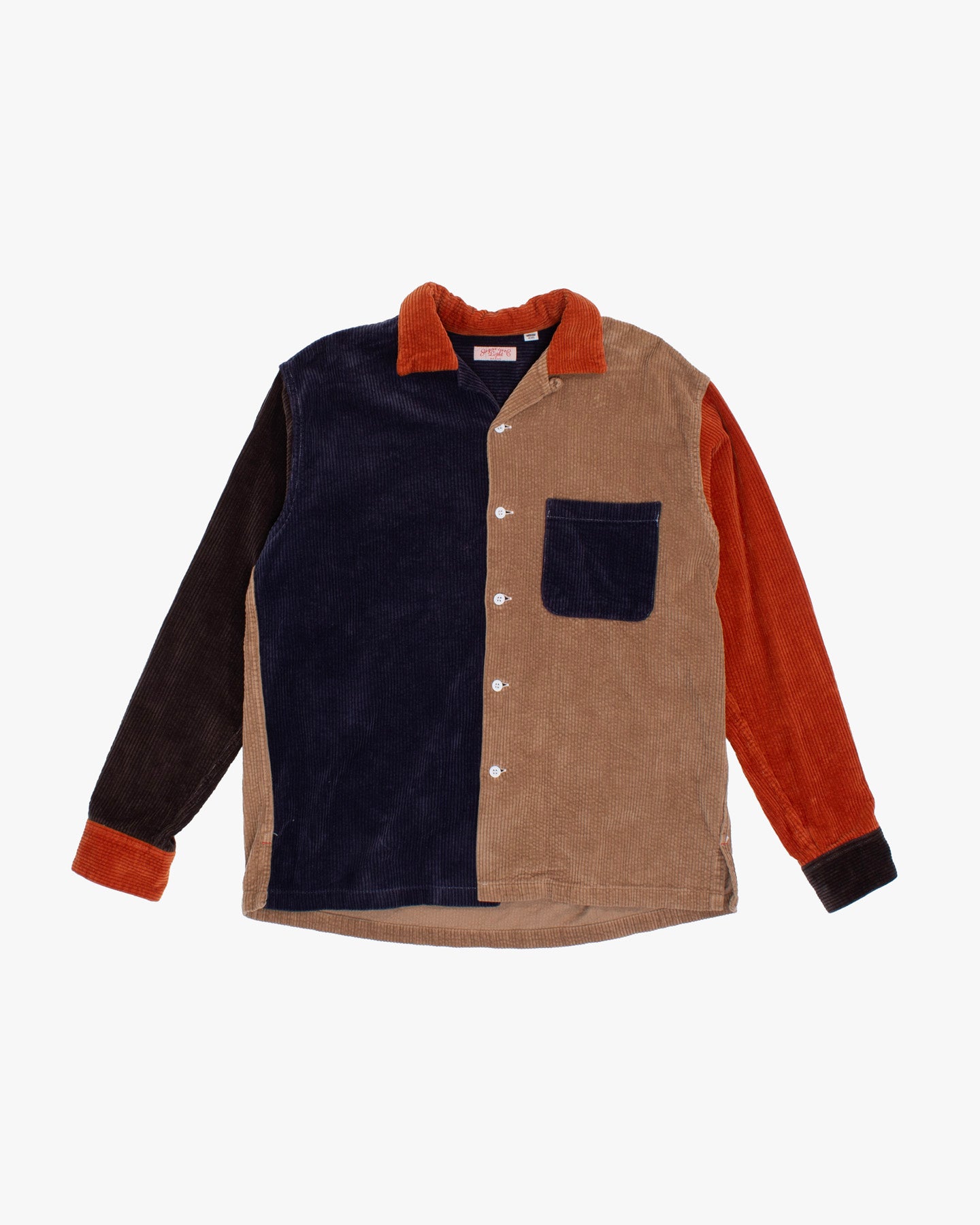 Japanese Repro Long-Sleeve Shirt, M, SugarCane Co., Orange, Sand, and Plum