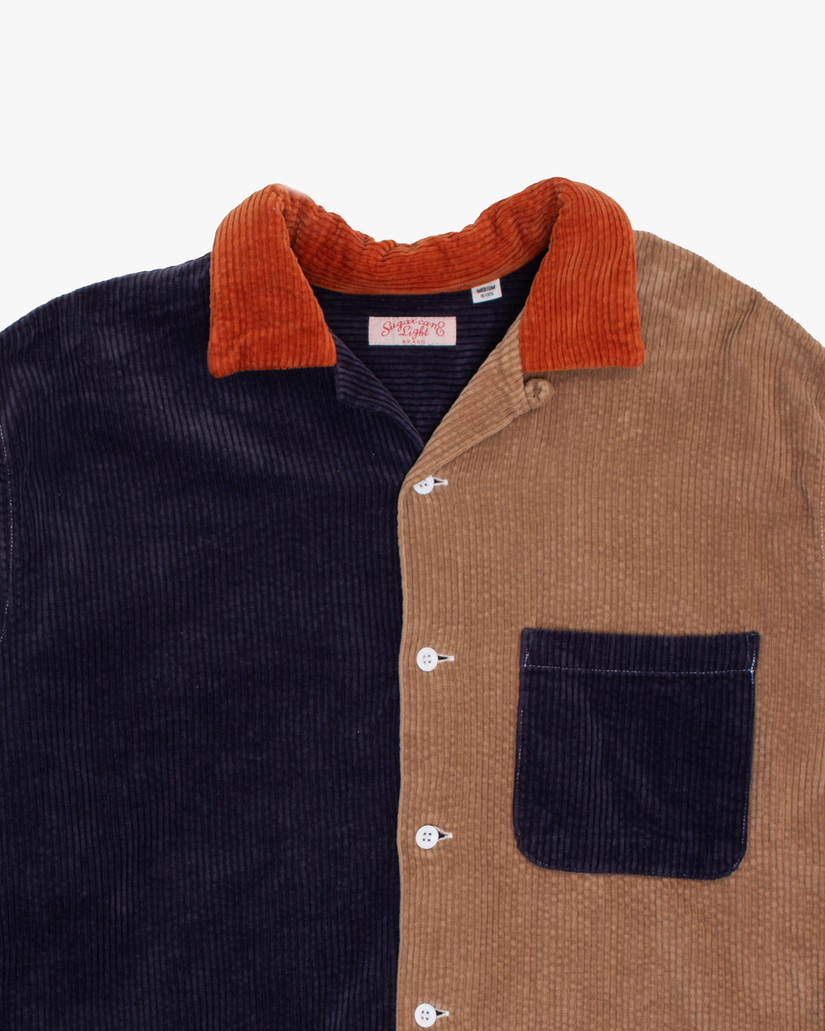 Japanese Repro Long-Sleeve Shirt, M, SugarCane Co., Orange, Sand, and Plum
