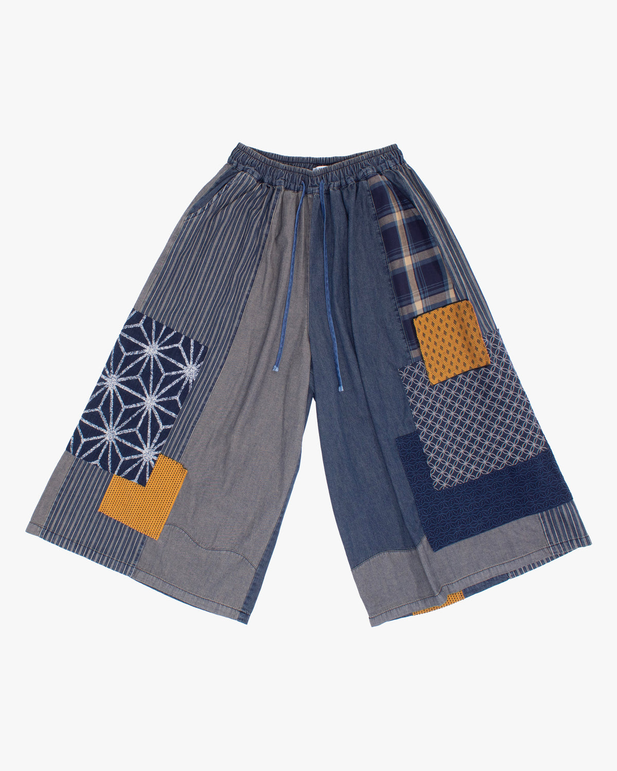 Kiriko Custom Wide Leg Pants, Vintage Wash Patched
