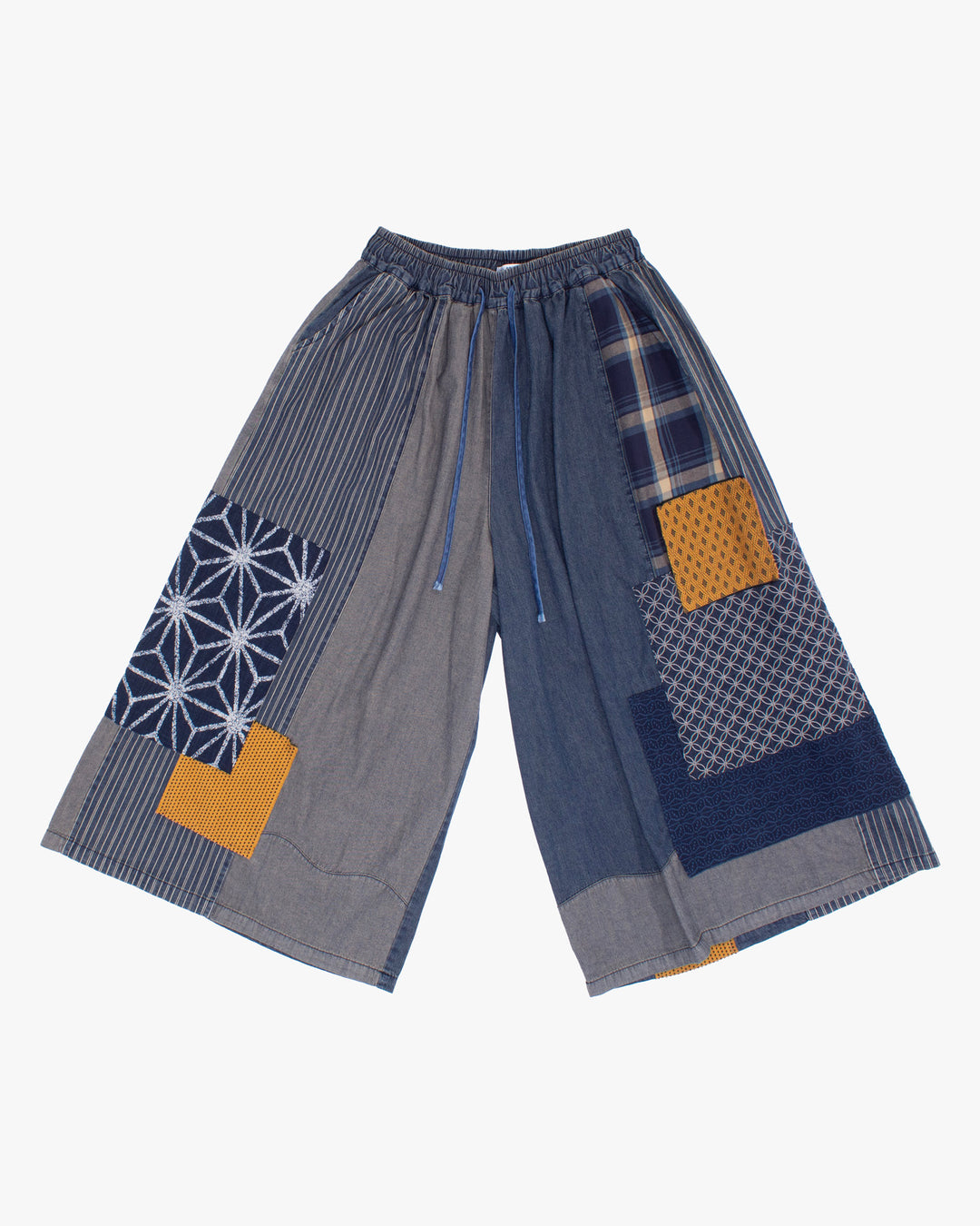 Kiriko Custom Wide Leg Pants, Vintage Wash Patched