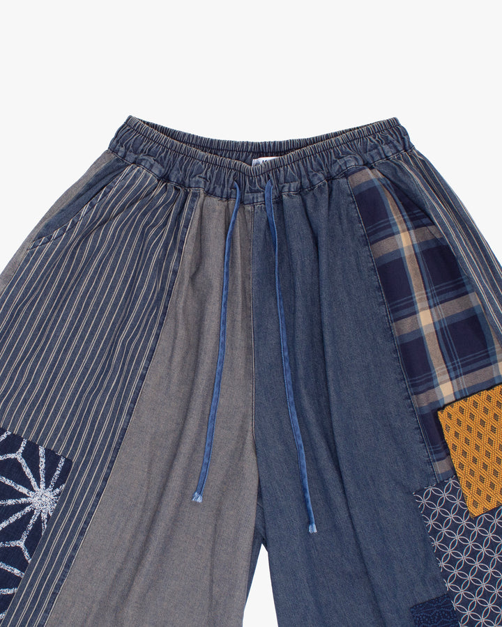 Kiriko Custom Wide Leg Pants, Vintage Wash Patched