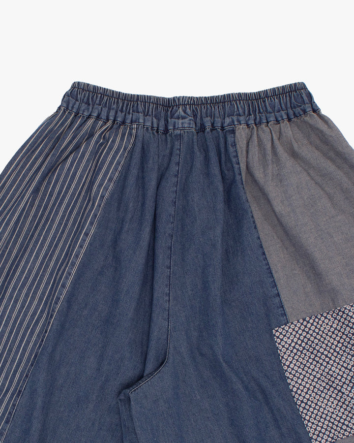 Kiriko Custom Wide Leg Pants, Vintage Wash Patched